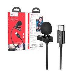Hoco Microphone L14 Lavalier with Type-C Cable Black Hoco Microphone L14 Lavalier with Type-C Cable Black